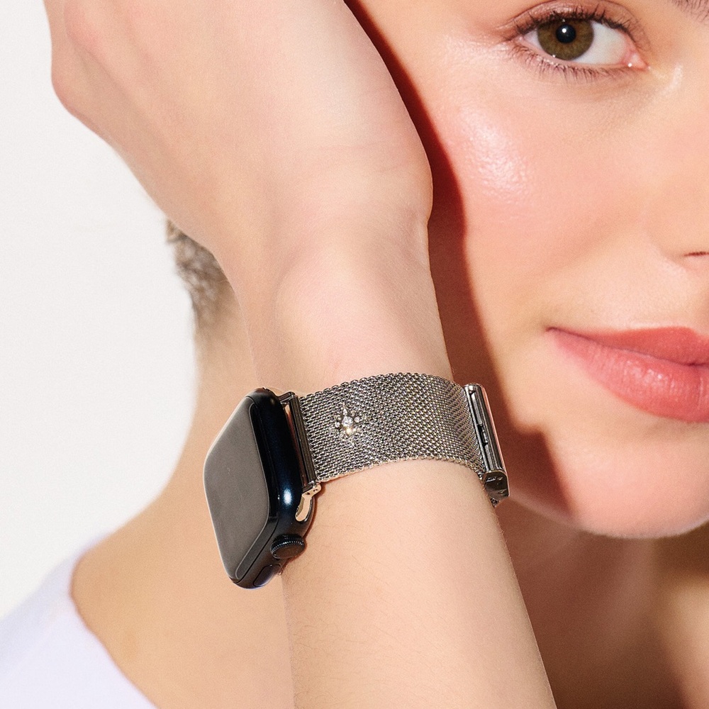 Olivia Burton Silver Mesh Apple Watch Band